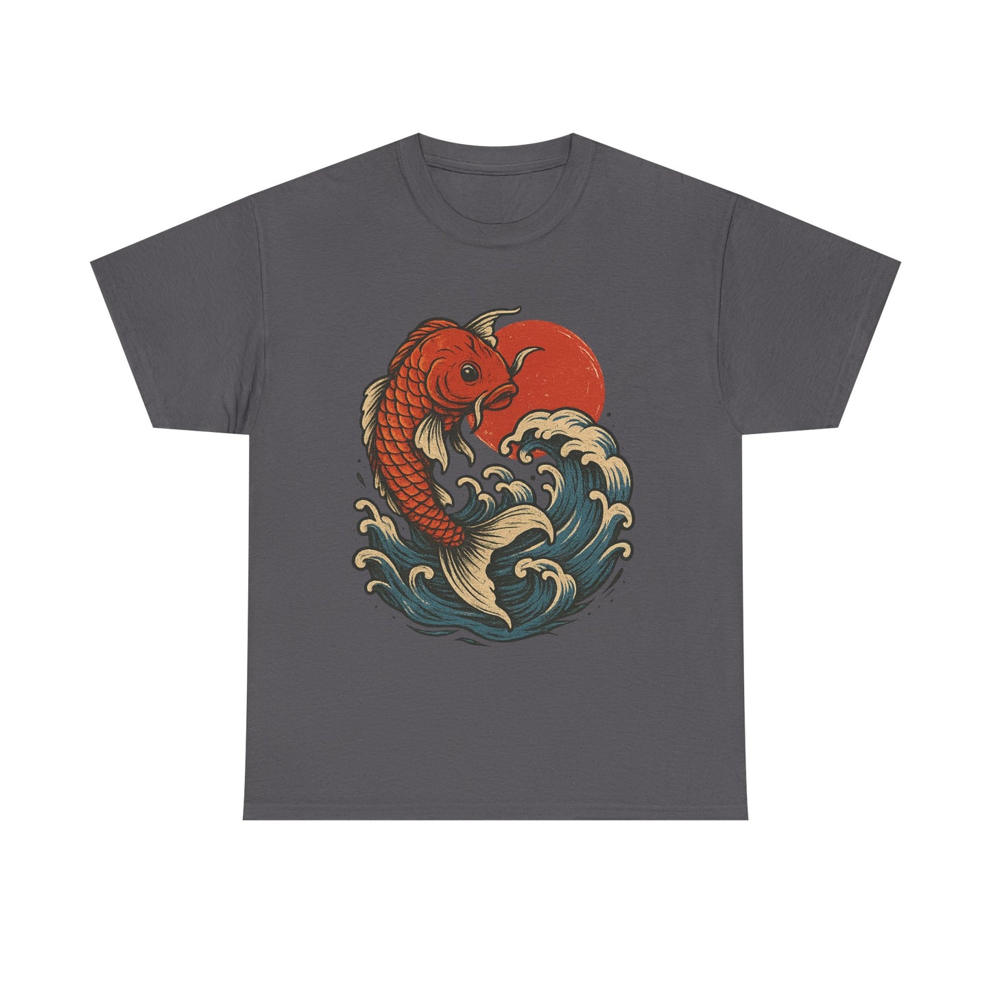 Japanese Koi Fish Heavy Cotton Tee, Casual Wear