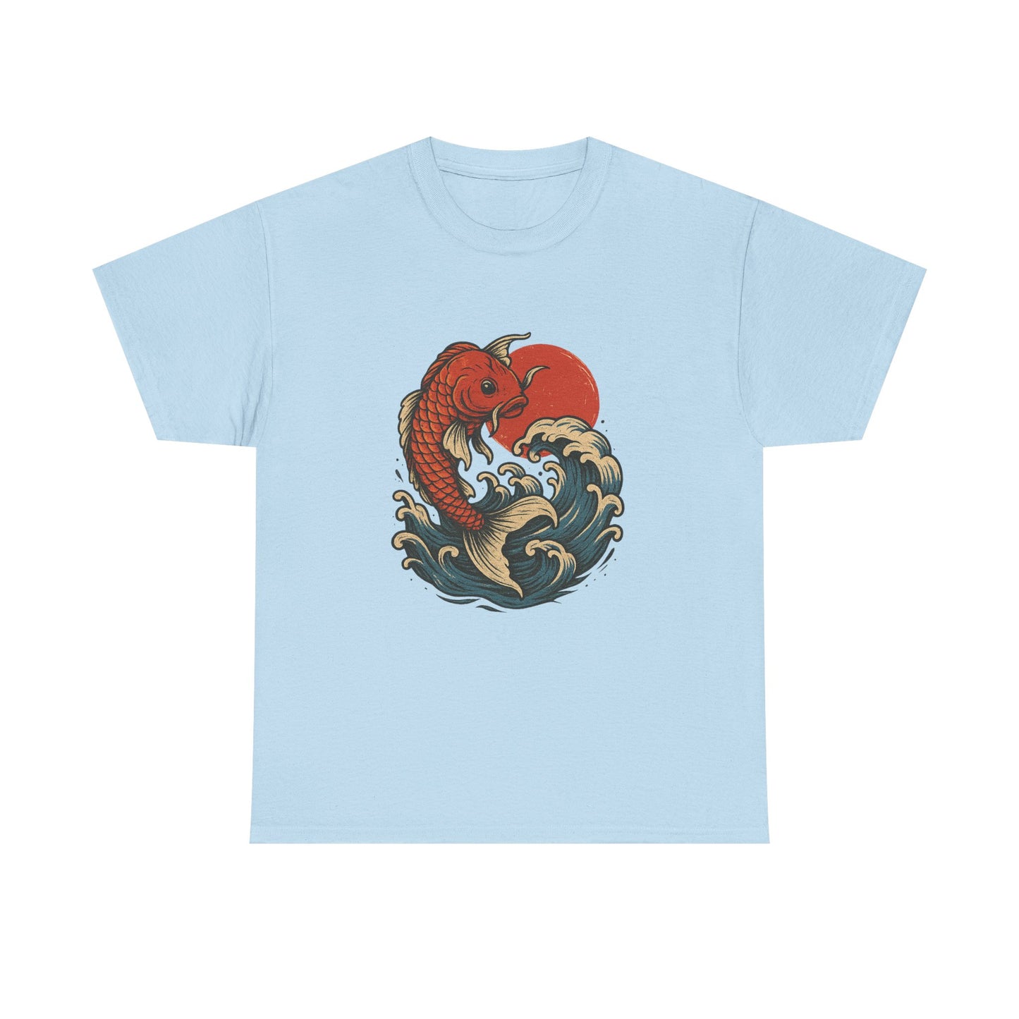 Japanese Koi Fish Heavy Cotton Tee, Casual Wear