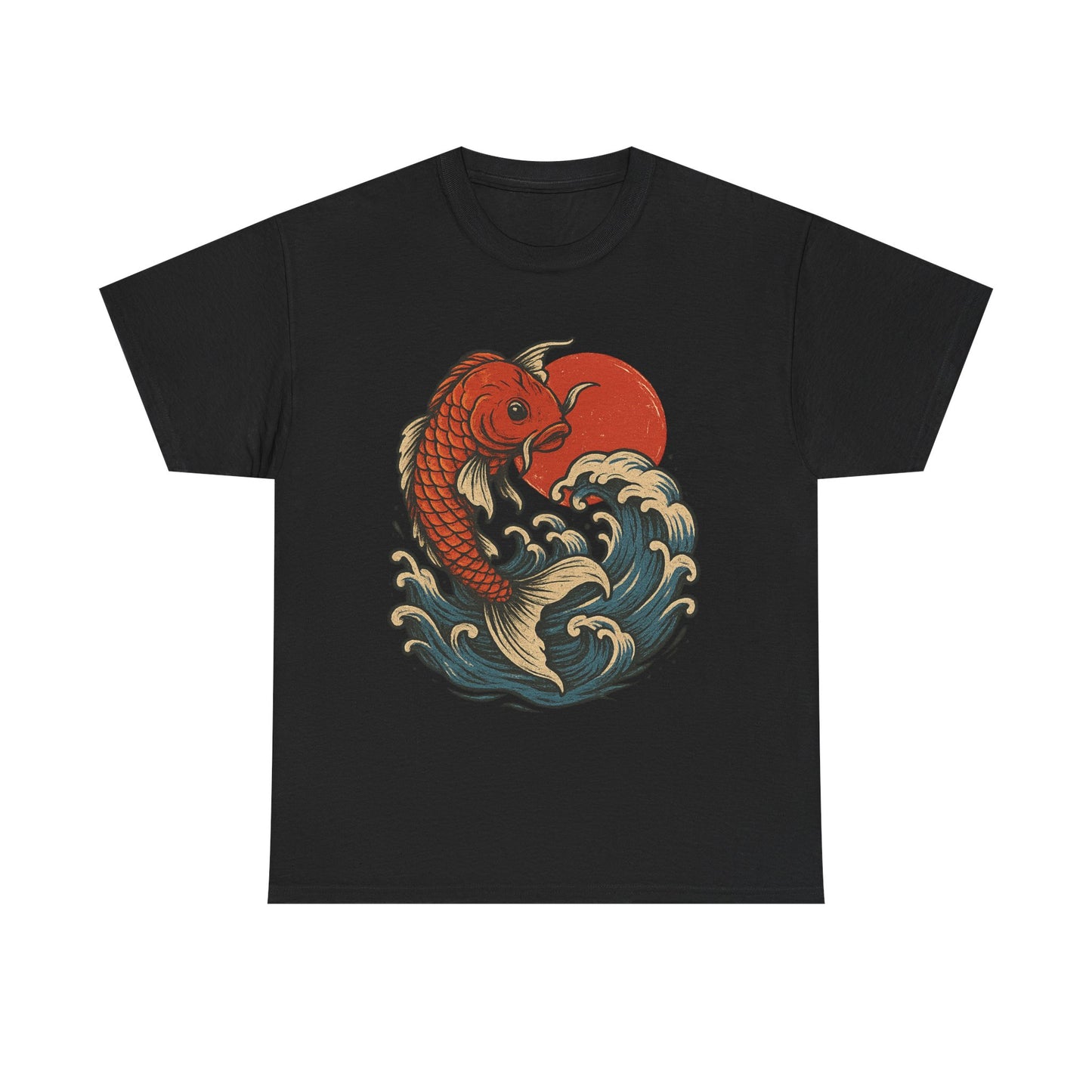 Japanese Koi Fish Heavy Cotton Tee, Casual Wear
