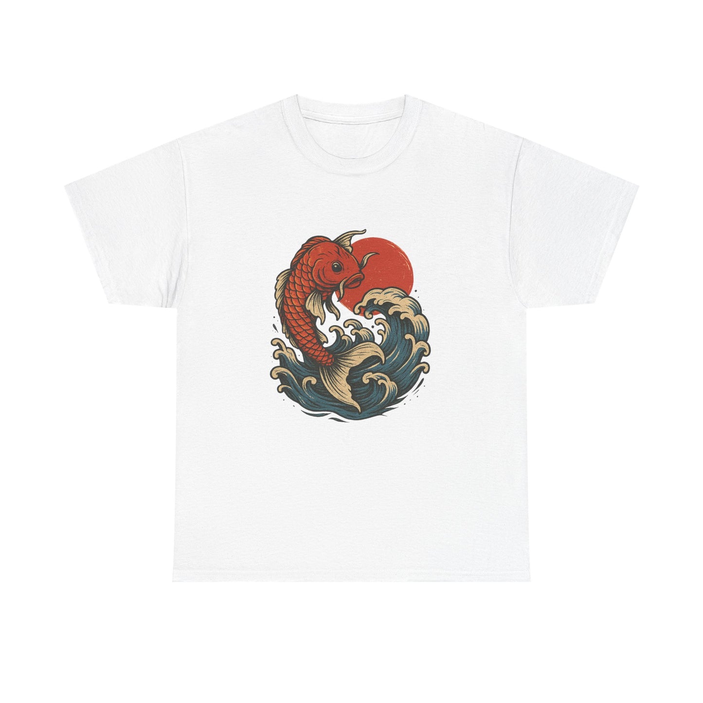 Japanese Koi Fish Heavy Cotton Tee, Casual Wear