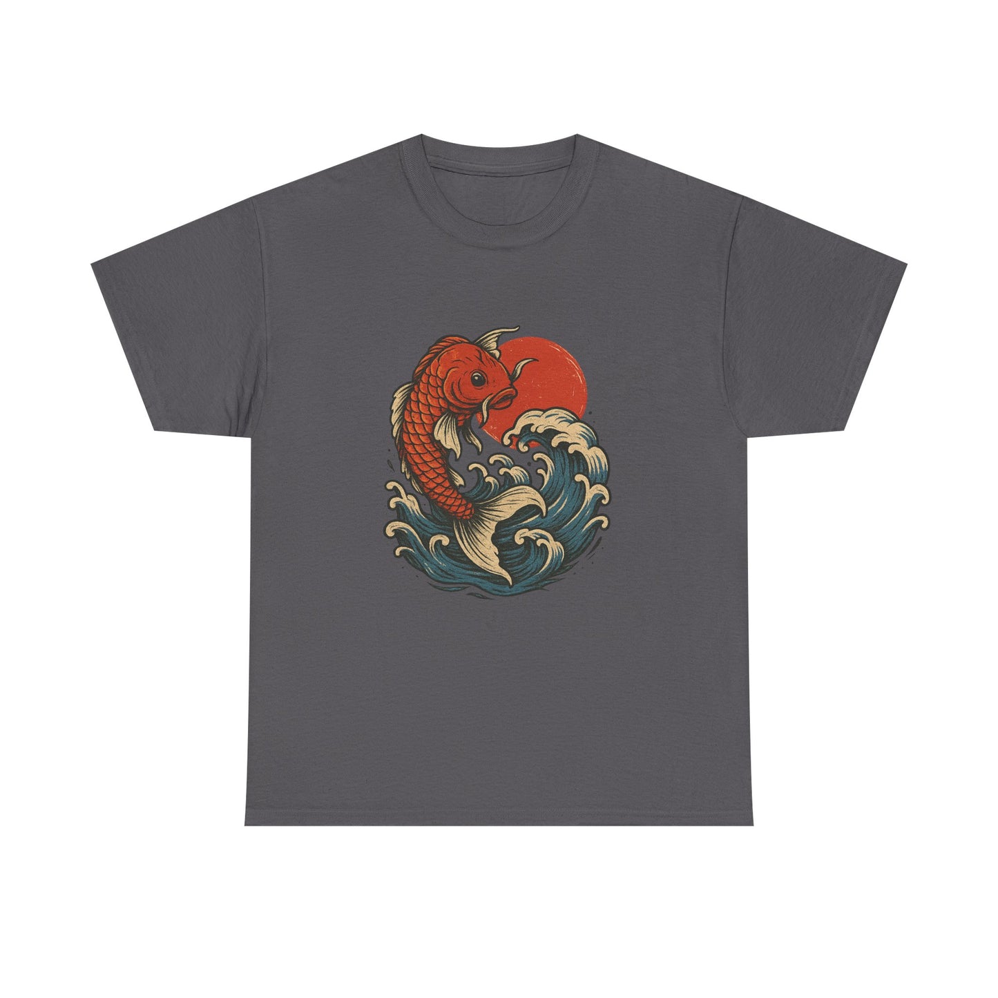 Japanese Koi Fish Heavy Cotton Tee, Casual Wear