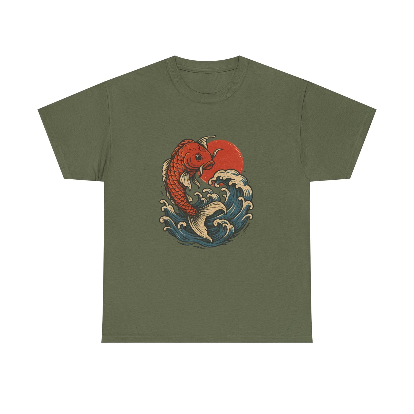 Japanese Koi Fish Heavy Cotton Tee, Casual Wear