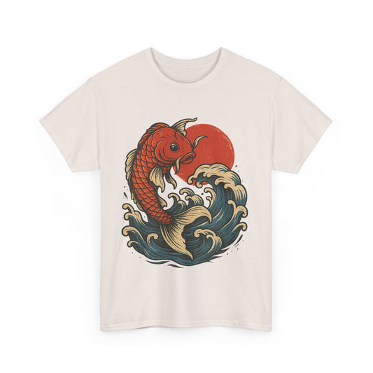 Japanese Koi Fish Heavy Cotton Tee, Casual Wear