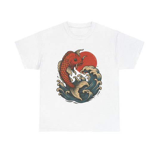 Japanese Koi Fish Heavy Cotton Tee, Casual Wear