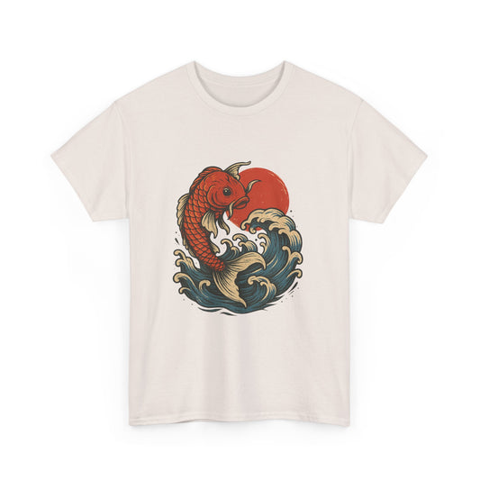 Japanese Koi Fish Heavy Cotton Tee, Casual Wear